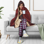 Black And Red Satanic Pentagram Print Hooded Blanket