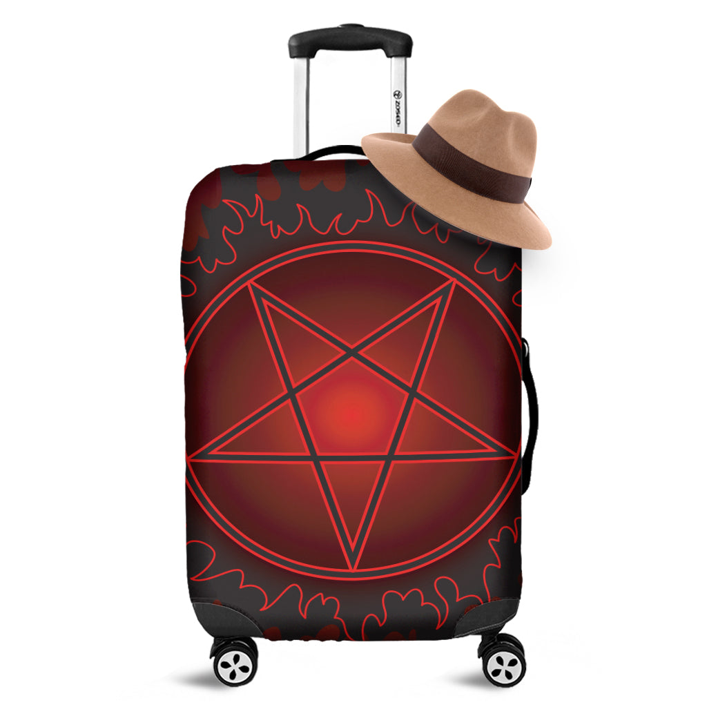 Black And Red Satanic Pentagram Print Luggage Cover