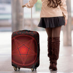 Black And Red Satanic Pentagram Print Luggage Cover