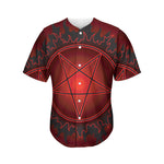 Black And Red Satanic Pentagram Print Men's Baseball Jersey