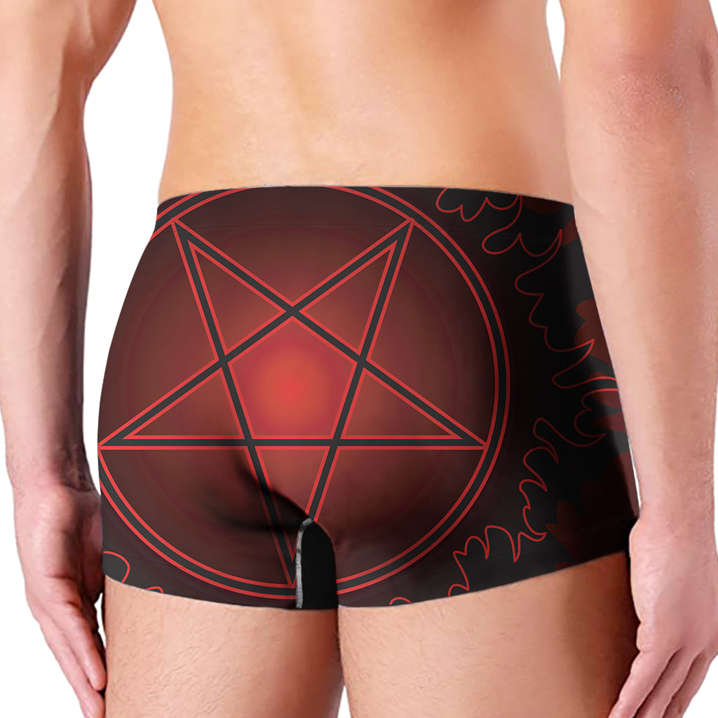 Black And Red Satanic Pentagram Print Men's Boxer Briefs