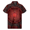Black And Red Satanic Pentagram Print Men's Short Sleeve Shirt