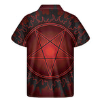 Black And Red Satanic Pentagram Print Men's Short Sleeve Shirt