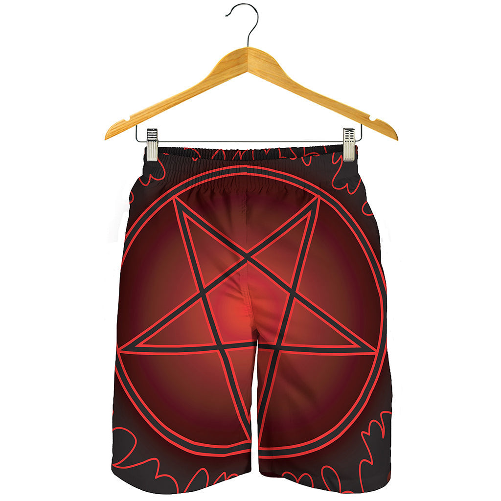 Black And Red Satanic Pentagram Print Men's Shorts