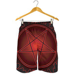 Black And Red Satanic Pentagram Print Men's Shorts