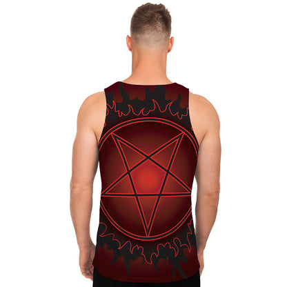 Black And Red Satanic Pentagram Print Men's Tank Top