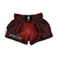 Black And Red Satanic Pentagram Print Muay Thai Boxing Shorts