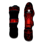 Black And Red Satanic Pentagram Print Muay Thai Shin Guard
