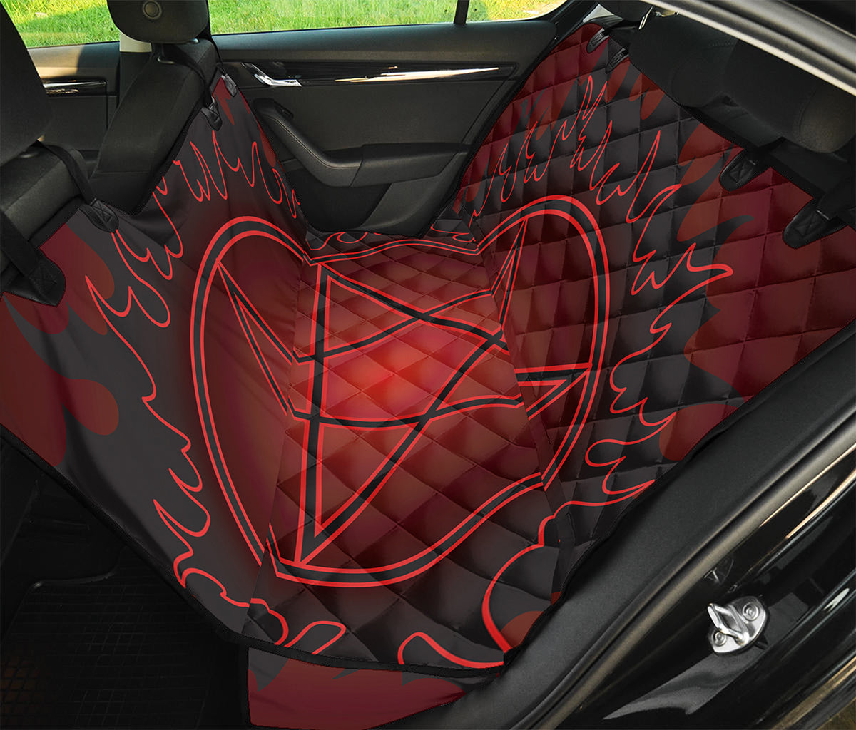 Black And Red Satanic Pentagram Print Pet Car Back Seat Cover
