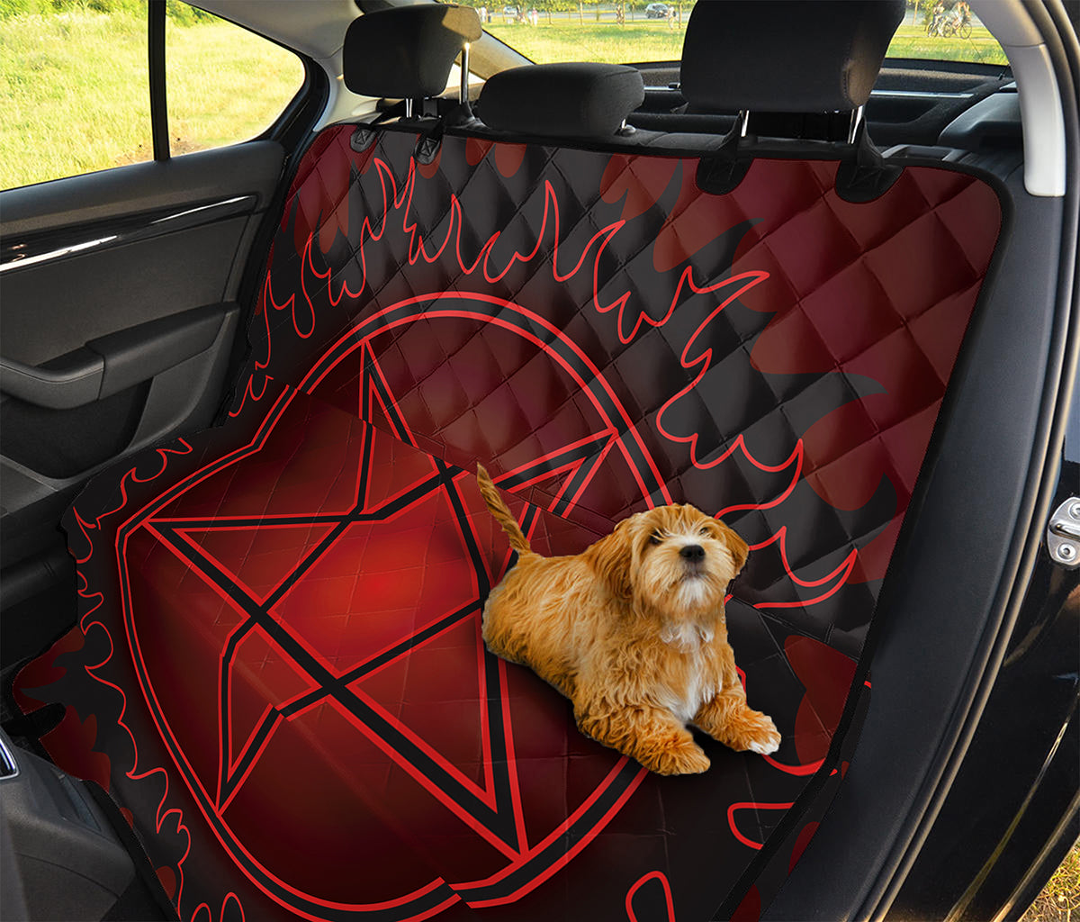 Black And Red Satanic Pentagram Print Pet Car Back Seat Cover