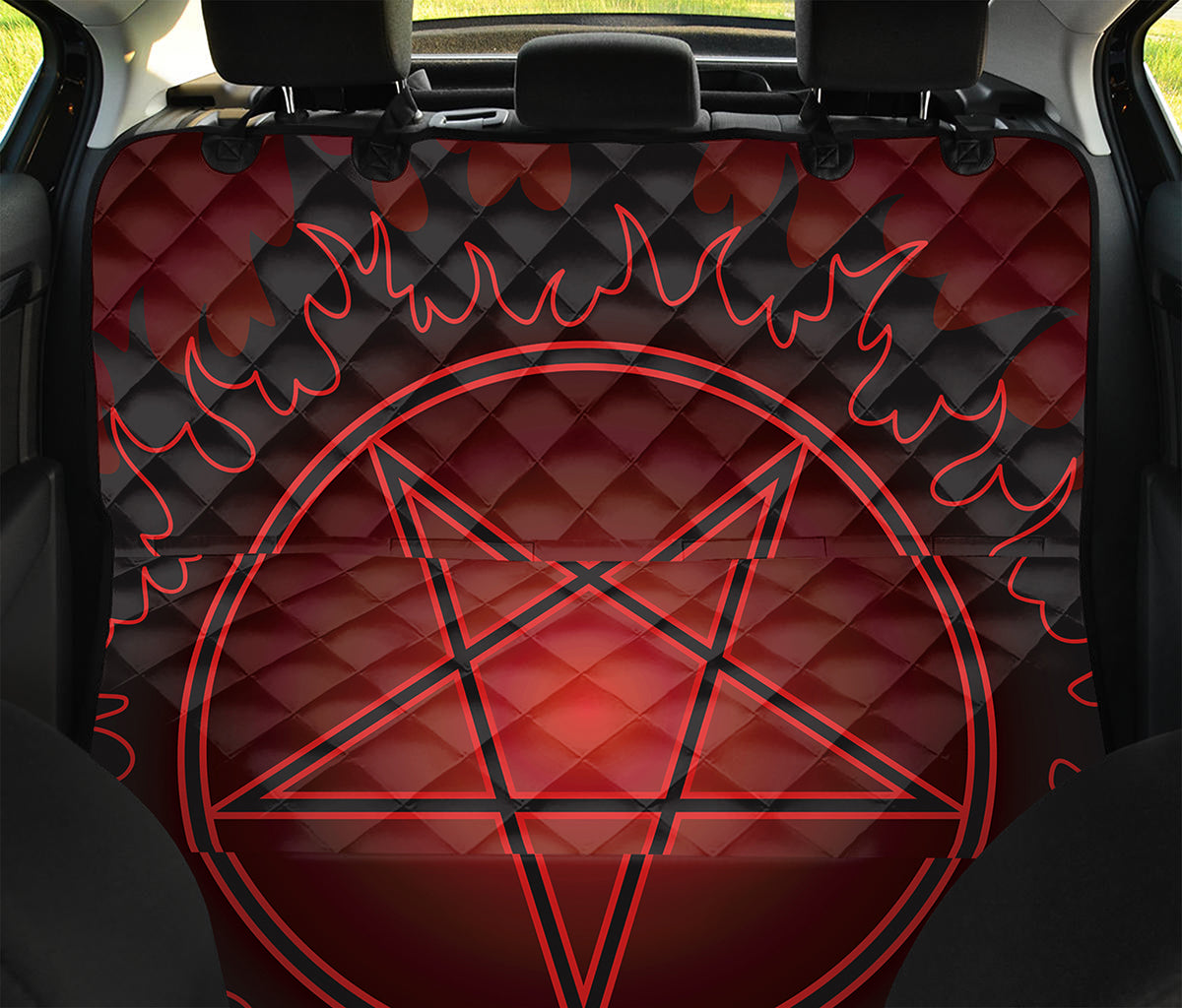 Black And Red Satanic Pentagram Print Pet Car Back Seat Cover