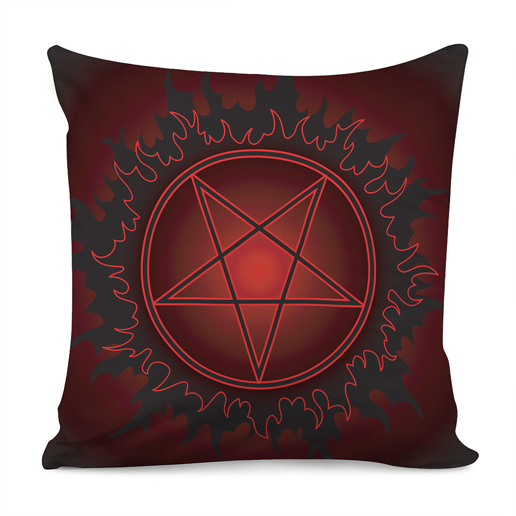 Black And Red Satanic Pentagram Print Pillow Cover