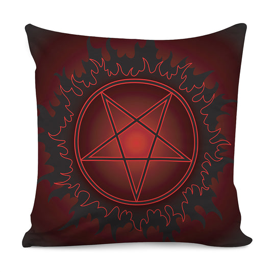Black And Red Satanic Pentagram Print Pillow Cover