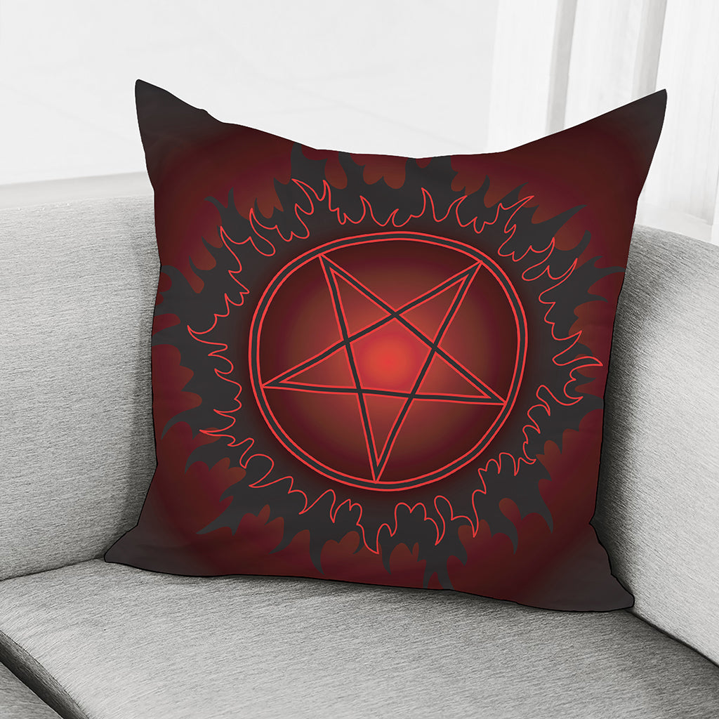 Black And Red Satanic Pentagram Print Pillow Cover