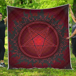 Black And Red Satanic Pentagram Print Quilt