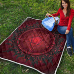 Black And Red Satanic Pentagram Print Quilt