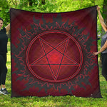 Black And Red Satanic Pentagram Print Quilt