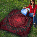 Black And Red Satanic Pentagram Print Quilt