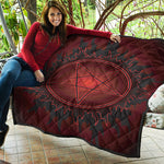 Black And Red Satanic Pentagram Print Quilt