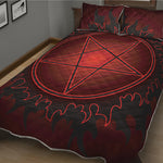 Black And Red Satanic Pentagram Print Quilt Bed Set