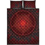 Black And Red Satanic Pentagram Print Quilt Bed Set