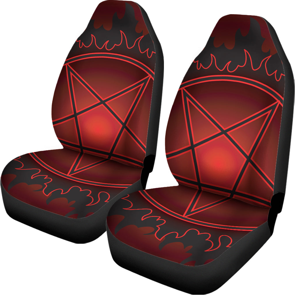 Black And Red Satanic Pentagram Print Universal Fit Car Seat Covers
