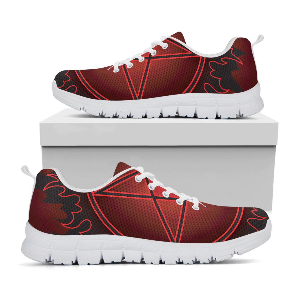 Black And Red Satanic Pentagram Print White Sneakers