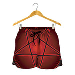 Black And Red Satanic Pentagram Print Women's Shorts
