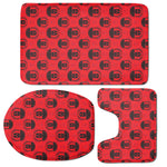 Black And Red Spartan Pattern Print 3 Piece Bath Mat Set