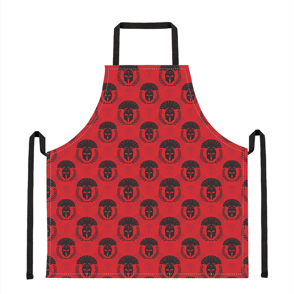 Black And Red Spartan Pattern Print Apron