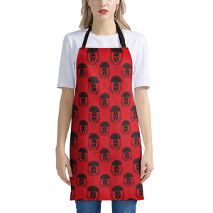 Black And Red Spartan Pattern Print Apron