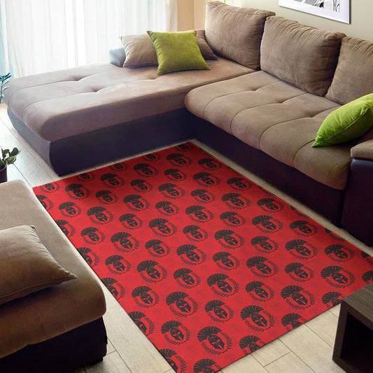 Black And Red Spartan Pattern Print Area Rug