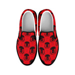 Black And Red Spartan Pattern Print Black Slip On Shoes