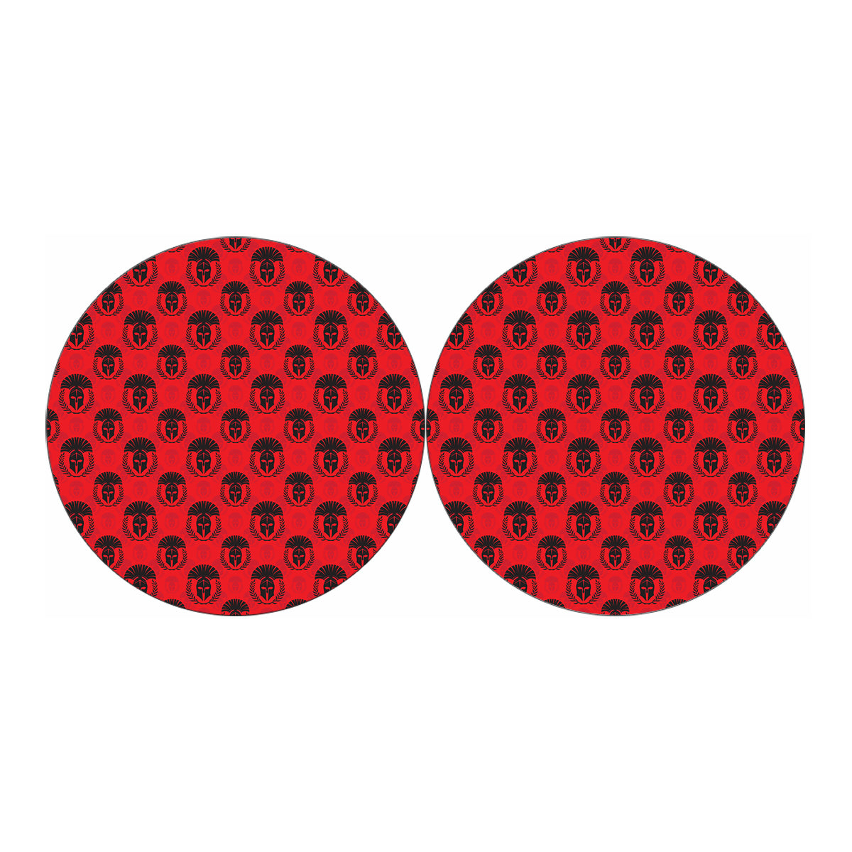 Black And Red Spartan Pattern Print Car Coasters