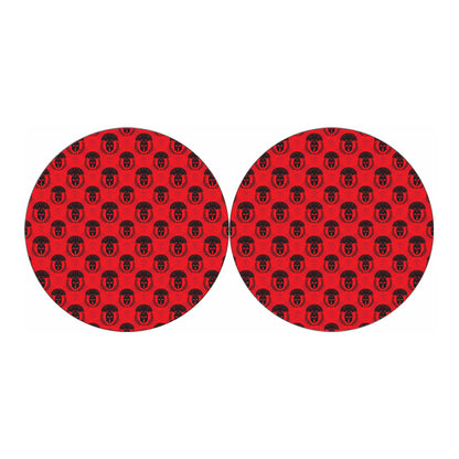 Black And Red Spartan Pattern Print Car Coasters