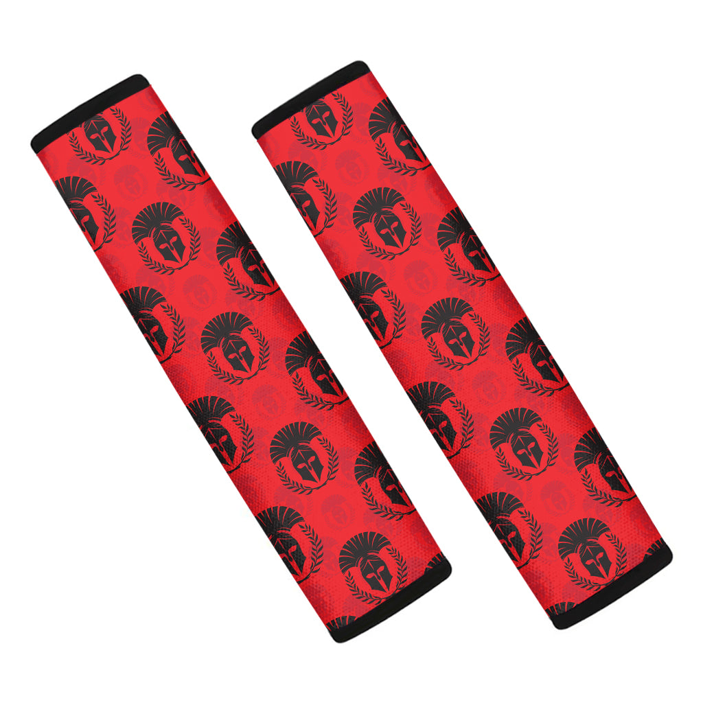 Black And Red Spartan Pattern Print Car Seat Belt Covers