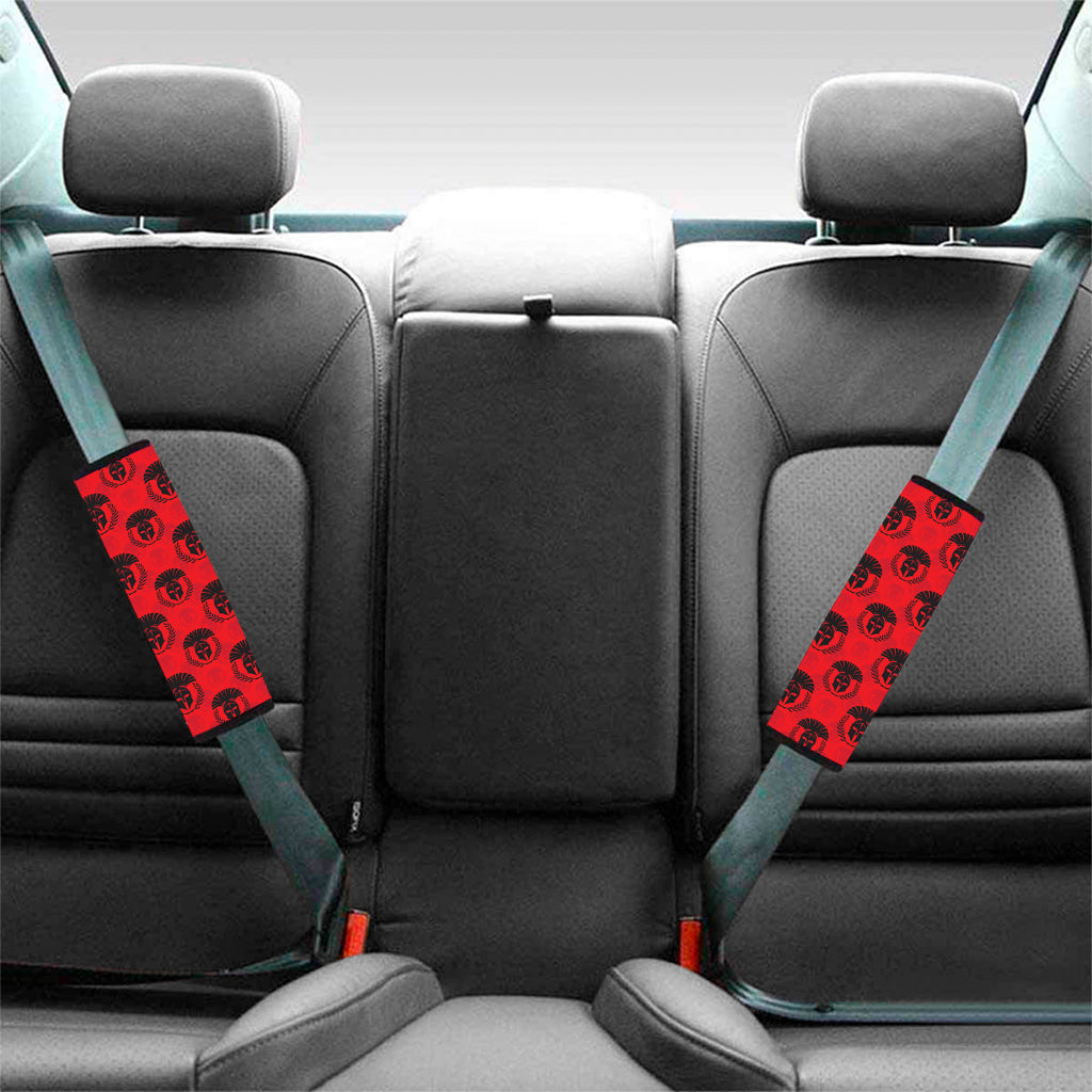 Black And Red Spartan Pattern Print Car Seat Belt Covers