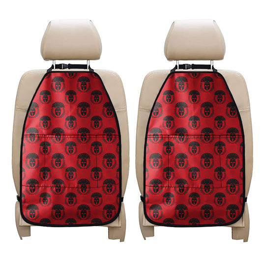 Black And Red Spartan Pattern Print Car Seat Organizers