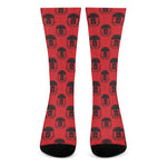 Black And Red Spartan Pattern Print Crew Socks