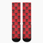 Black And Red Spartan Pattern Print Crew Socks