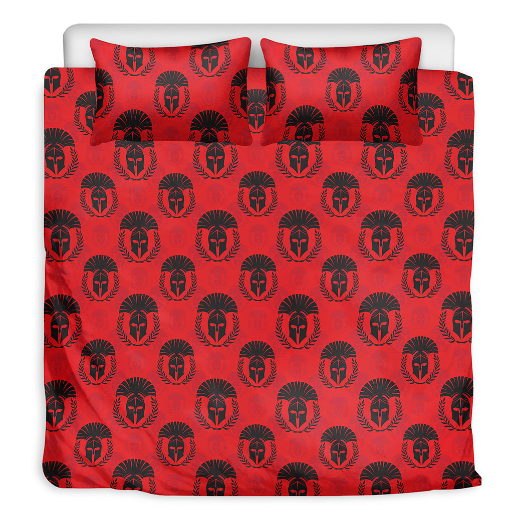Black And Red Spartan Pattern Print Duvet Cover Bedding Set