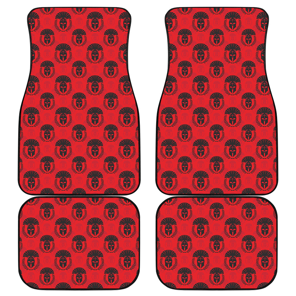 Black And Red Spartan Pattern Print Front and Back Car Floor Mats
