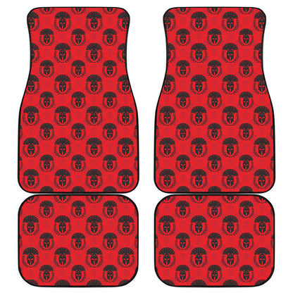 Black And Red Spartan Pattern Print Front and Back Car Floor Mats