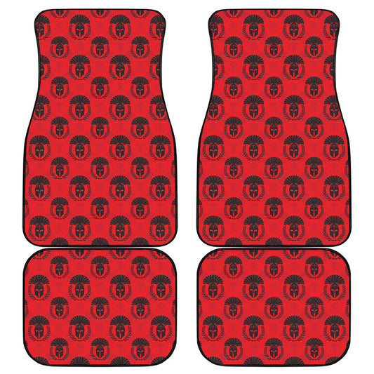 Black And Red Spartan Pattern Print Front and Back Car Floor Mats