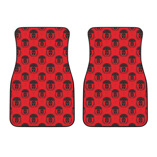 Black And Red Spartan Pattern Print Front Car Floor Mats