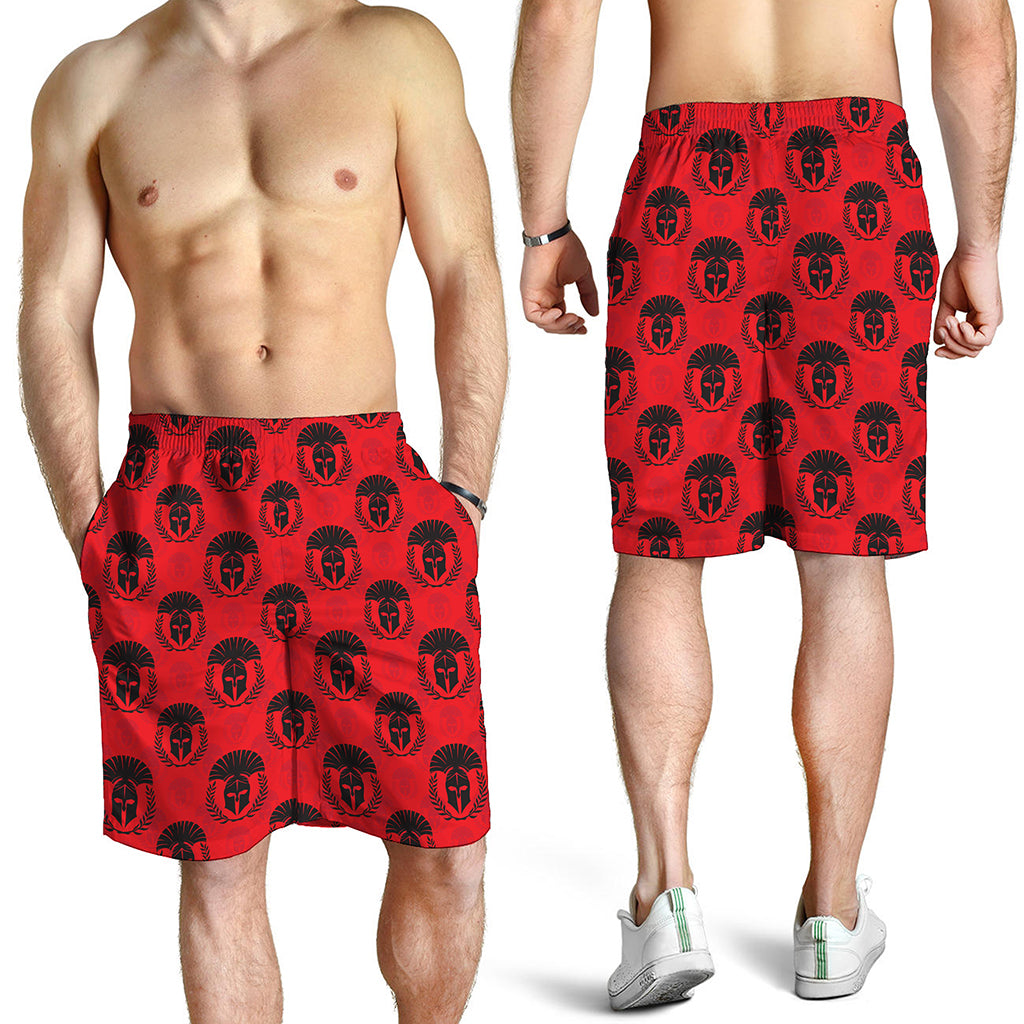 Black And Red Spartan Pattern Print Men's Shorts