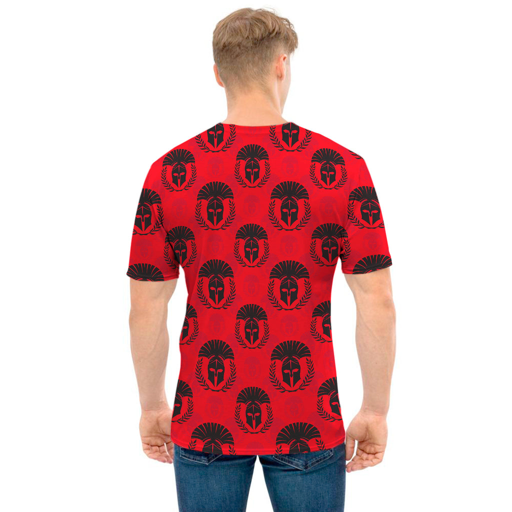 Black And Red Spartan Pattern Print Men's T-Shirt