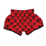 Black And Red Spartan Pattern Print Muay Thai Boxing Shorts