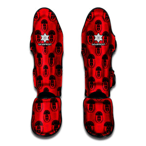 Black And Red Spartan Pattern Print Muay Thai Shin Guard