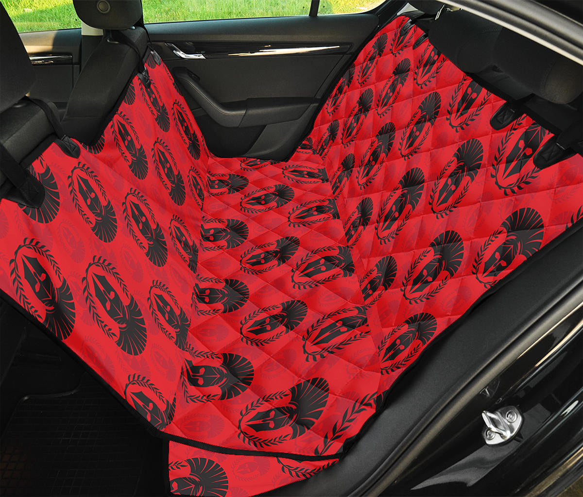Black And Red Spartan Pattern Print Pet Car Back Seat Cover